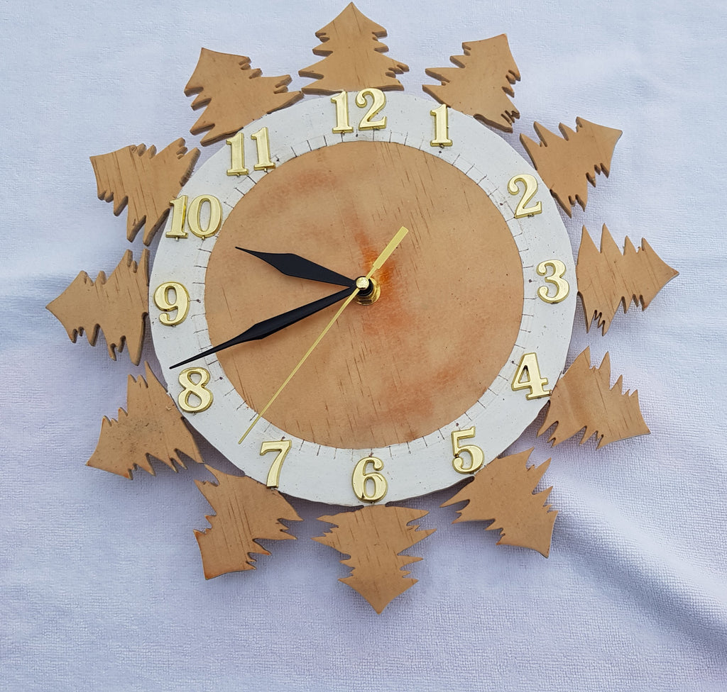 Handcrafted Wooden Pine Tree Wall Clock 30cm – Natural Timber | Wonderful Wooden Wall Clocks