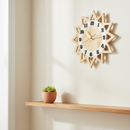 Heart wall clock natural timber – lifestyle